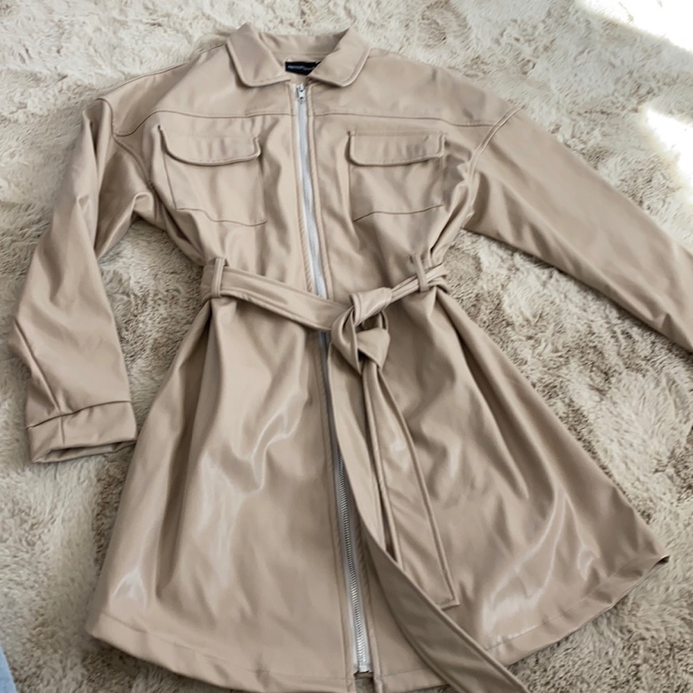 Tan leather dress